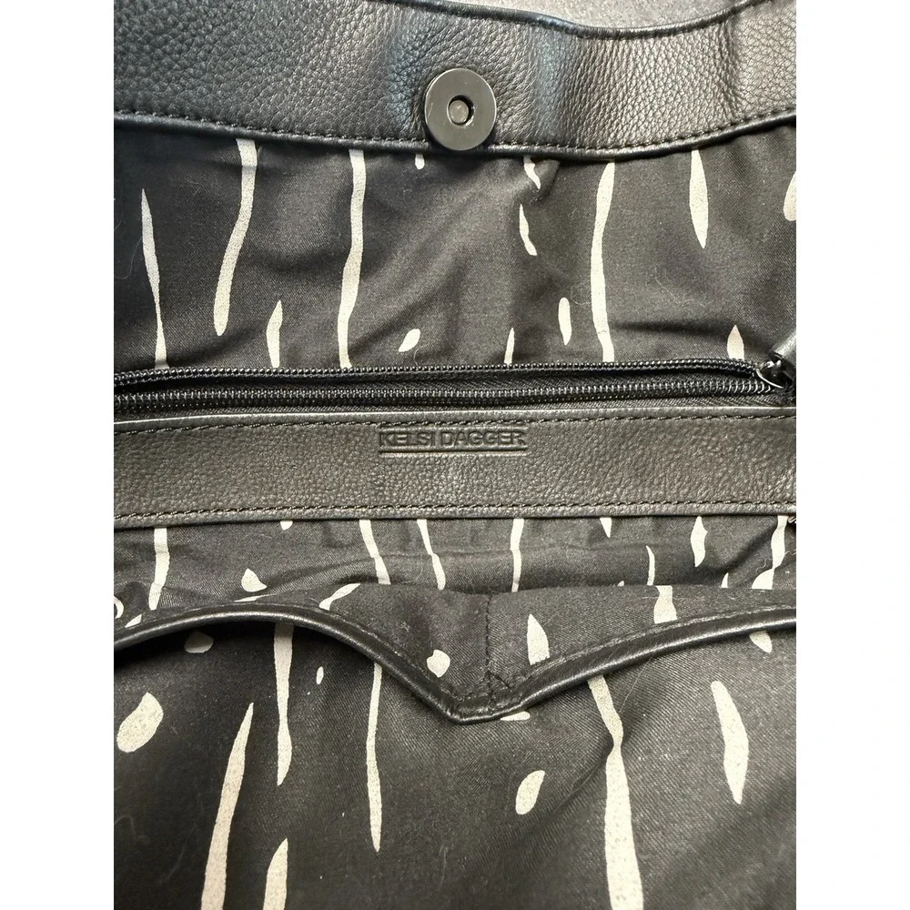 Kelsi Dagger Black Leather Tote Bag Large‎ Zip Detail Shoulder Handbag